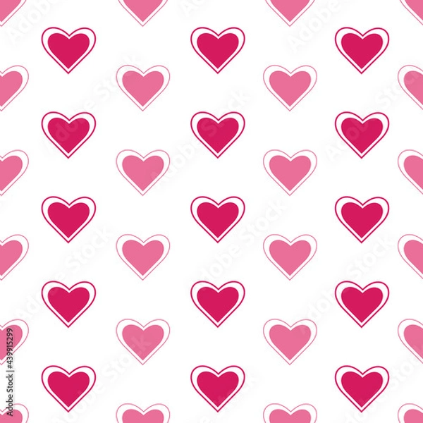 Obraz Colorful hearts with outline on white repeat seamless background pattern