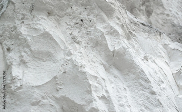 Obraz Chalk mining. Limestone quarry. Chalk hills. Chalk surface. White Stone Texture background wallpaper.
