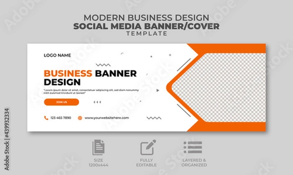 Obraz Business social media banner and social media cover template, web banner, trendy design, unique design,