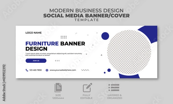 Obraz Furniture social media banner, web banner template, and social media cover, ready to upload, trendy design,