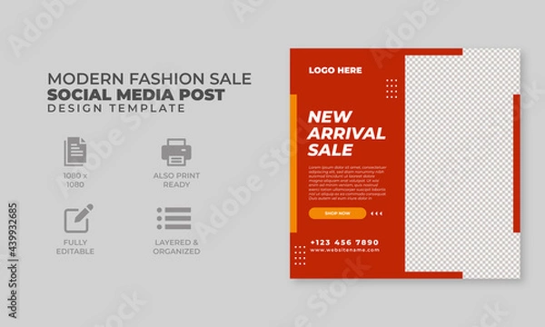 Obraz Fashion sale social media post, social media banner, web banner template, ready to upload, trendy design