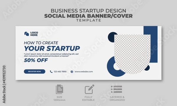 Fototapeta Business consultation social media banner and cover template, web banner, ready to upload, trendy design