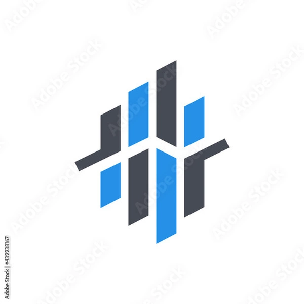 Obraz Financial Advisors Logo Design Template Vector Icon, Simple Illustration Logo For Financial Company. Blue Color vertical rounded stripes with arrows on White Gray Background.