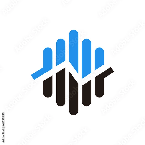 Obraz Financial Advisors Logo Design Template Vector Icon, Simple Illustration Logo For Financial Company. Blue Color vertical rounded stripes with arrows on White Gray Background.