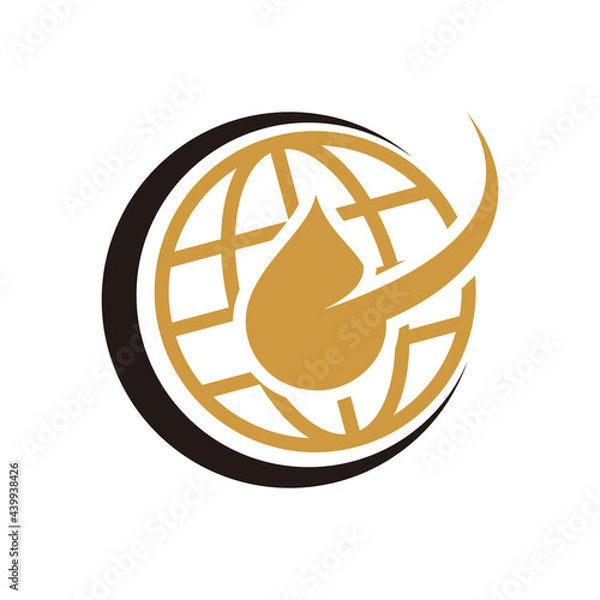 Obraz Gas and oil industrial logo design idea with oil drop and flame shape. Black and Gold logo concept for energy business. Energy resources logo layout.