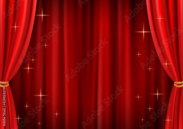 Obraz 高級感のあるキラキラしたレッドカーテンのイラスト(ベクターあり)	