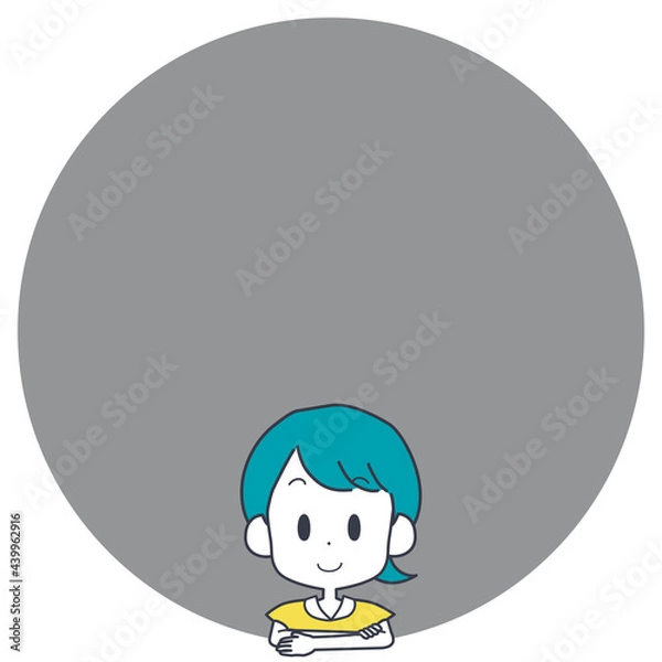 Obraz 笑顔の女の子とフレームのイラスト