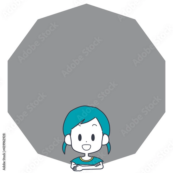 Obraz 笑顔の女の子とフレームのイラスト