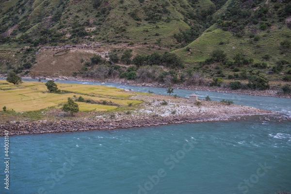Fototapeta Karnali River in Nepal. Free flowing wind and scenic River in Nepal.