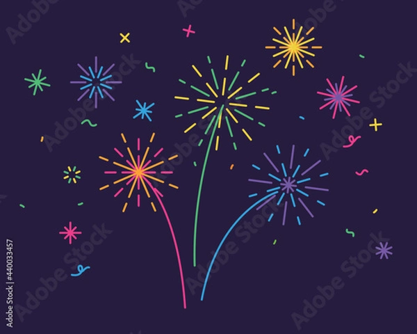 Fototapeta POPでかわいい花火の背景イラスト