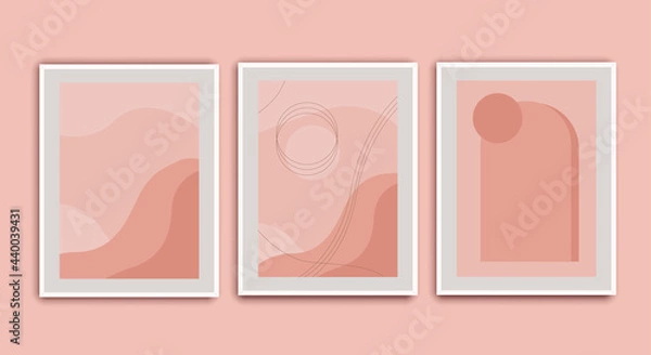 Fototapeta Modern minimalist abstract aesthetic posters. Contemporary wall decor. Collection of creative artistic posters. Vector templates. Set of vector templates with abstract background