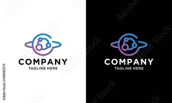 Fototapeta Planet line art logo vector. Planet logo template. Space logo vector