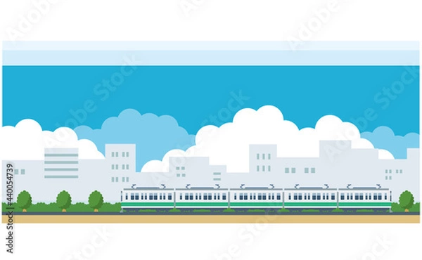 Obraz 電車と街並みのイラスト素材