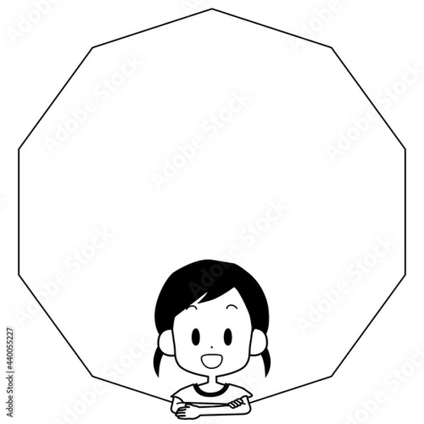 Obraz 笑顔の女の子とフレームのイラスト