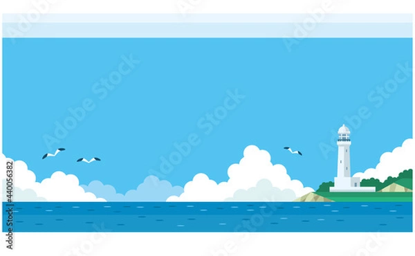 Obraz 海と灯台のイラスト素材