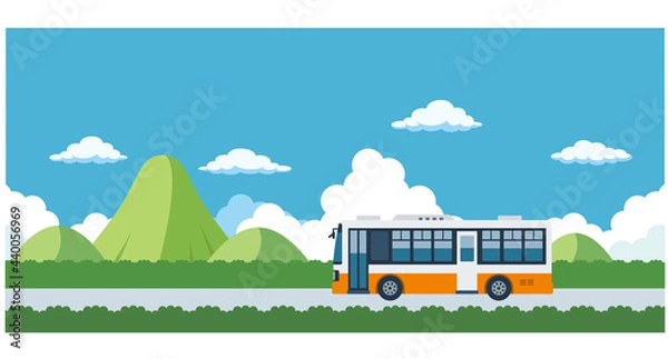 Obraz バスと山のイラスト素材