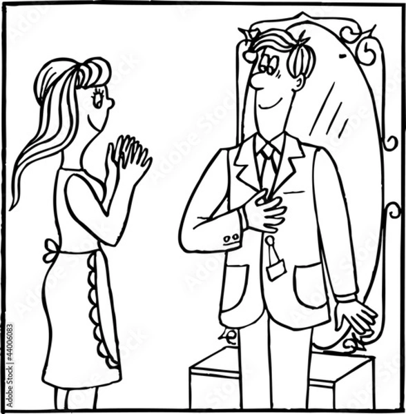 Obraz Man trying on the new coat