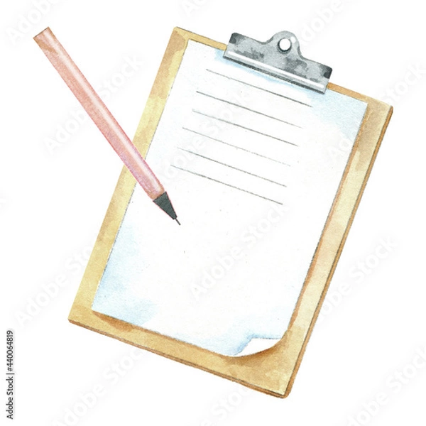 Obraz Watercolor clipboard with pen