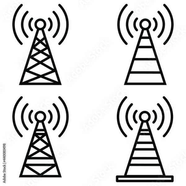Fototapeta signal tower icon set or logo sign symbol vector illustration isolated - high quality black style vector icons