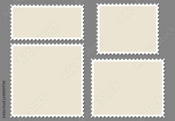 Obraz Blank post stamp set. Empty postage stamp. Vintage frames isolated on background