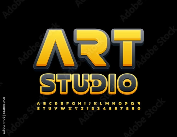 Fototapeta Vector trendy emblem Art Studio. Modern bright Font. Abstract Alphabet Letters and Numbers set
