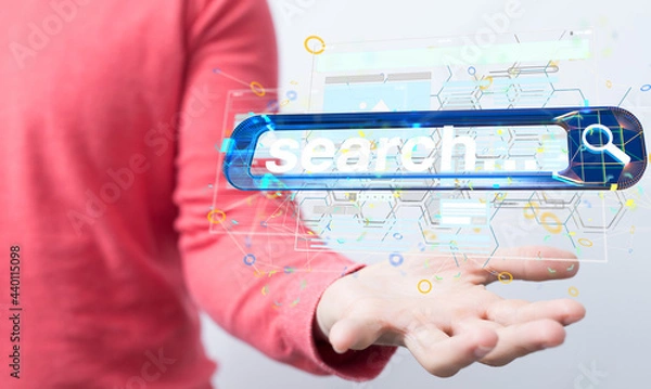 Fototapeta Interface web application in hand