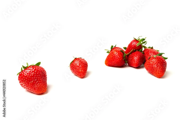 Obraz several strawberries on a white background with copy space