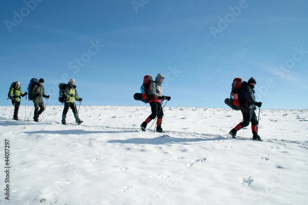 Fototapeta Winter hike.