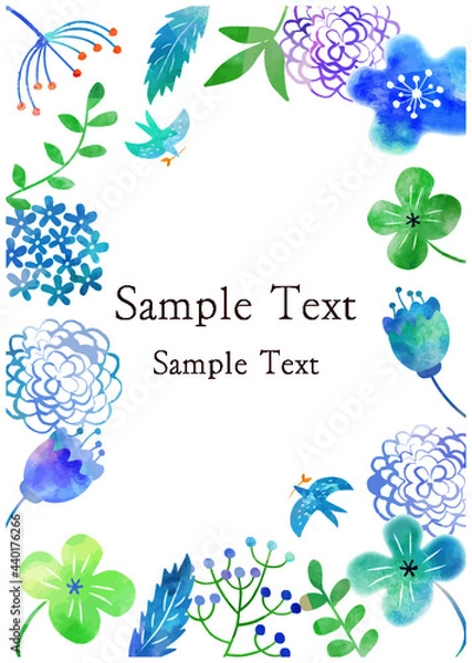 Fototapeta 北欧風_水彩花フレーム