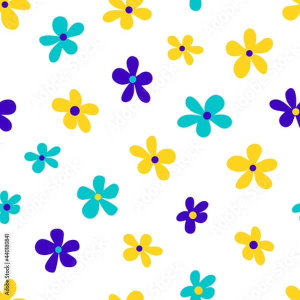 Fototapeta Seamless pattern with colorful flowers