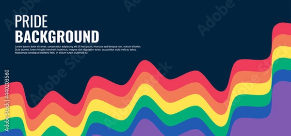Fototapeta LGBT pride abstract wave background. Vector background with rainbow colors. Vector Banner Template for Pride Month