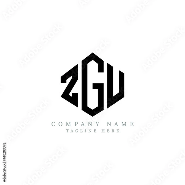 Fototapeta ZGU letter logo design with polygon shape. ZGU polygon logo monogram. ZGU cube logo design. ZGU hexagon vector logo template white and black colors. ZGU monogram, ZGU business and real estate logo. 