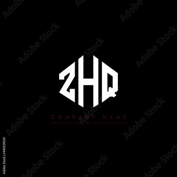 Fototapeta ZHQ letter logo design with polygon shape. ZHQ polygon logo monogram. ZHQ cube logo design. ZHQ hexagon vector logo template white and black colors. ZHQ monogram, ZHQ business and real estate logo. 