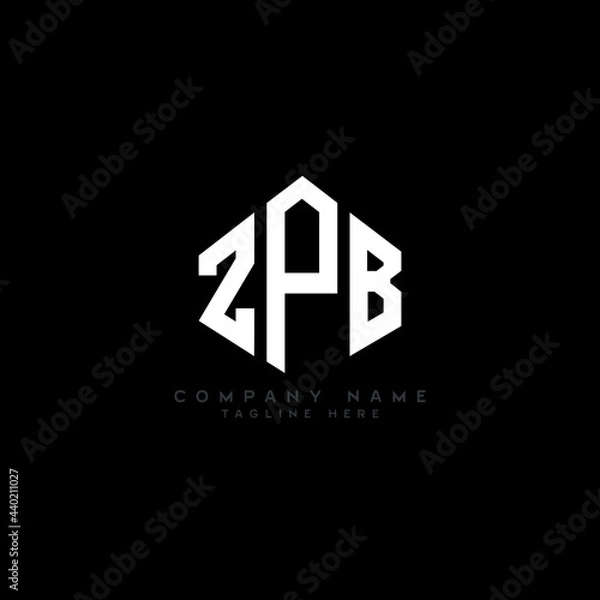 Obraz ZPB letter logo design with polygon shape. ZPB polygon logo monogram. ZPB cube logo design. ZPB hexagon vector logo template white and black colors. ZPB monogram, ZPB business and real estate logo. 