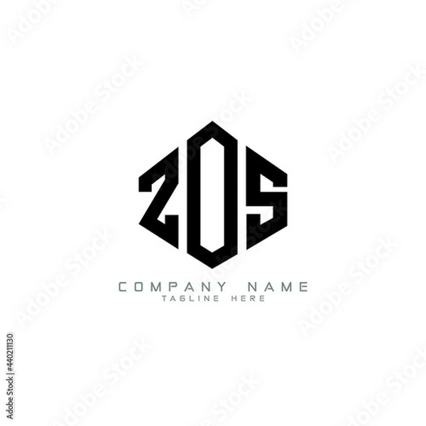 Fototapeta ZOS letter logo design with polygon shape. ZOS polygon logo monogram. ZOS cube logo design. ZOS hexagon vector logo template white and black colors. ZOS monogram, ZOS business and real estate logo. 