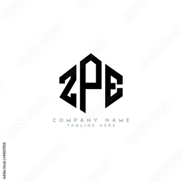 Fototapeta ZPE letter logo design with polygon shape. ZPE polygon logo monogram. ZPE cube logo design. ZPE hexagon vector logo template white and black colors. ZPE monogram, ZPE business and real estate logo. 