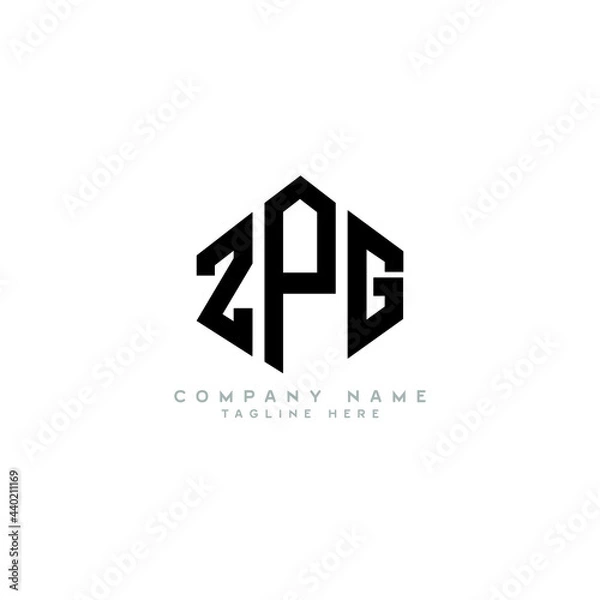Fototapeta ZPG letter logo design with polygon shape. ZPG polygon logo monogram. ZPG cube logo design. ZPG hexagon vector logo template white and black colors. ZPG monogram, ZPG business and real estate logo. 
