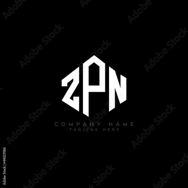 Fototapeta ZPN letter logo design with polygon shape. ZPN polygon logo monogram. ZPN cube logo design. ZPN hexagon vector logo template white and black colors. ZPN monogram, ZPN business and real estate logo. 