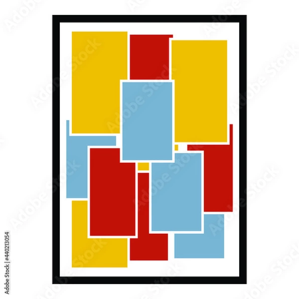 Fototapeta Abstract Geometric Wall Art. Mid Century Illustration in Minimal Style for house Decoration Background. Shape Art Set of soft color painting in boho style. poster template layouts.