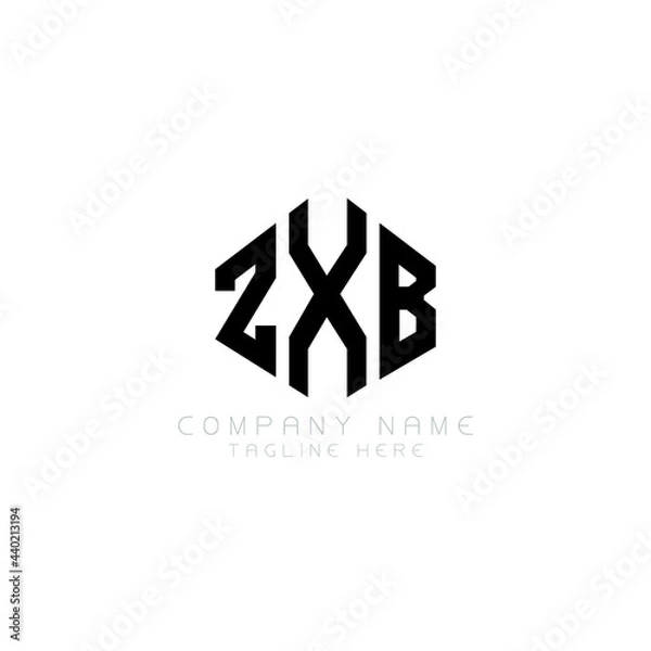 Obraz ZXB letter logo design with polygon shape. ZXB polygon logo monogram. ZXB cube logo design. ZXB hexagon vector logo template white and black colors. ZXB monogram, ZXB business and real estate logo. 