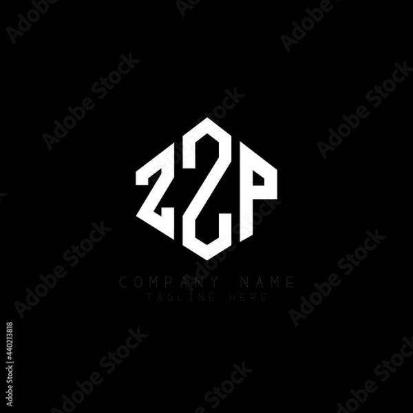 Obraz ZZP letter logo design with polygon shape. ZZP polygon logo monogram. ZZP cube logo design. ZZP hexagon vector logo template white and black colors. ZZP monogram, ZZP business and real estate logo. 
