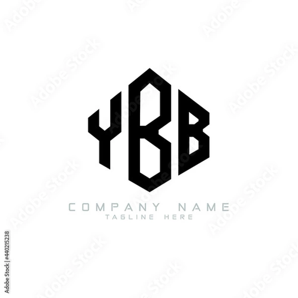Fototapeta YBB letter logo design with polygon shape. YBB polygon logo monogram. YBB cube logo design. YBB hexagon vector logo template white and black colors. YBB monogram, YBB business and real estate logo. 