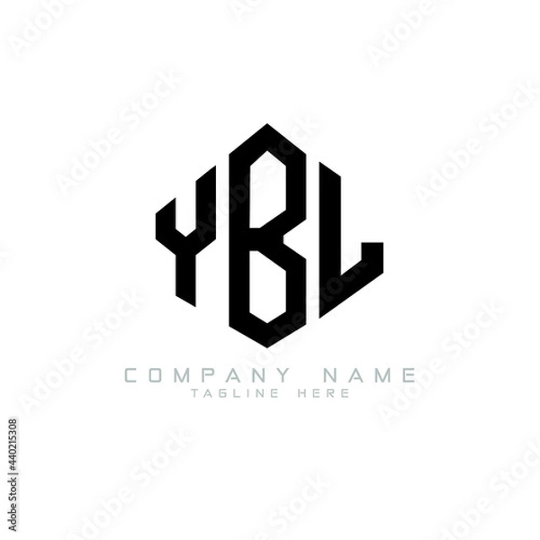 Fototapeta YBL letter logo design with polygon shape. YBL polygon logo monogram. YBL cube logo design. YBL hexagon vector logo template white and black colors. YBL monogram, YBL business and real estate logo. 