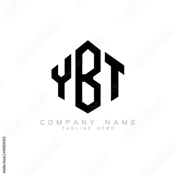 Fototapeta YBT letter logo design with polygon shape. YBT polygon logo monogram. YBT cube logo design. YBT hexagon vector logo template white and black colors. YBT monogram, YBT business and real estate logo. 