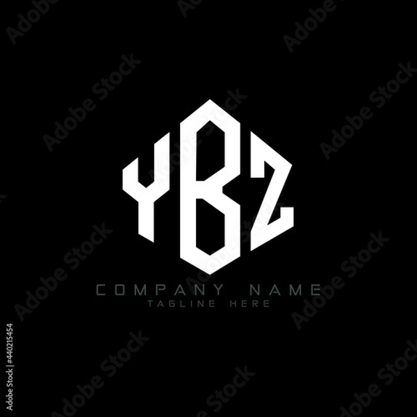 Obraz YBZ letter logo design with polygon shape. YBZ polygon logo monogram. YBZ cube logo design. YBZ hexagon vector logo template white and black colors. YBZ monogram, YBZ business and real estate logo. 