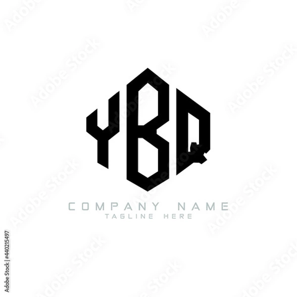 Fototapeta YBQ letter logo design with polygon shape. YBQ polygon logo monogram. YBQ cube logo design. YBQ hexagon vector logo template white and black colors. YBQ monogram, YBQ business and real estate logo. 