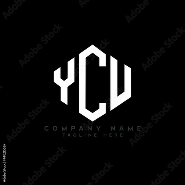 Fototapeta YCU letter logo design with polygon shape. YCU polygon logo monogram. YCU cube logo design. YCU hexagon vector logo template white and black colors. YCU monogram, YCU business and real estate logo. 