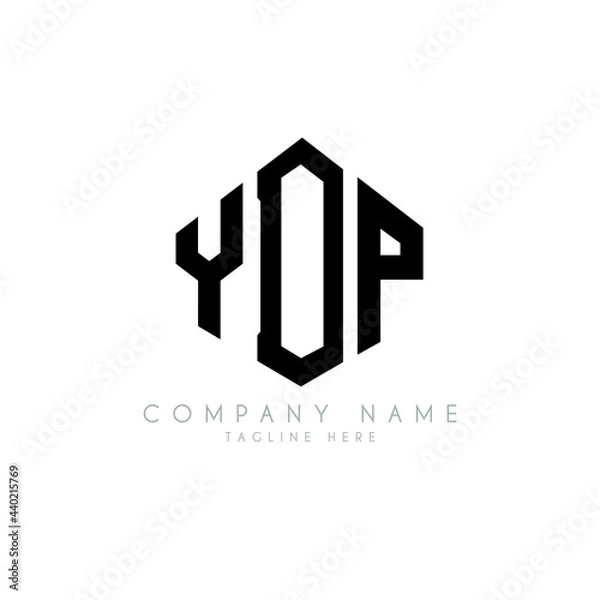 Fototapeta YDP letter logo design with polygon shape. YDP polygon logo monogram. YDP cube logo design. YDP hexagon vector logo template white and black colors. YDP monogram, YDP business and real estate logo. 