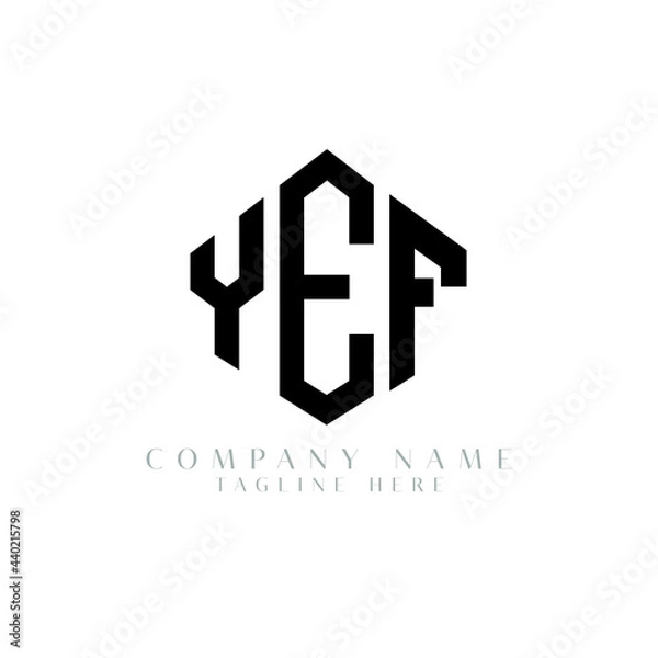 Fototapeta YEF letter logo design with polygon shape. YEF polygon logo monogram. YEF cube logo design. YEF hexagon vector logo template white and black colors. YEF monogram, YEF business and real estate logo. 