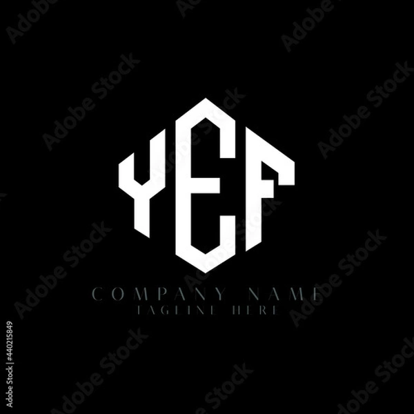 Fototapeta YEF letter logo design with polygon shape. YEF polygon logo monogram. YEF cube logo design. YEF hexagon vector logo template white and black colors. YEF monogram, YEF business and real estate logo. 